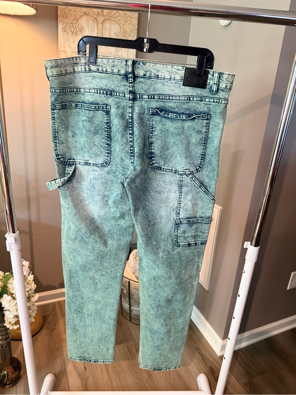 Slim Straight Acid-Wash Mint Jeans Rock Salt 40x32 - Picture 2 of 9